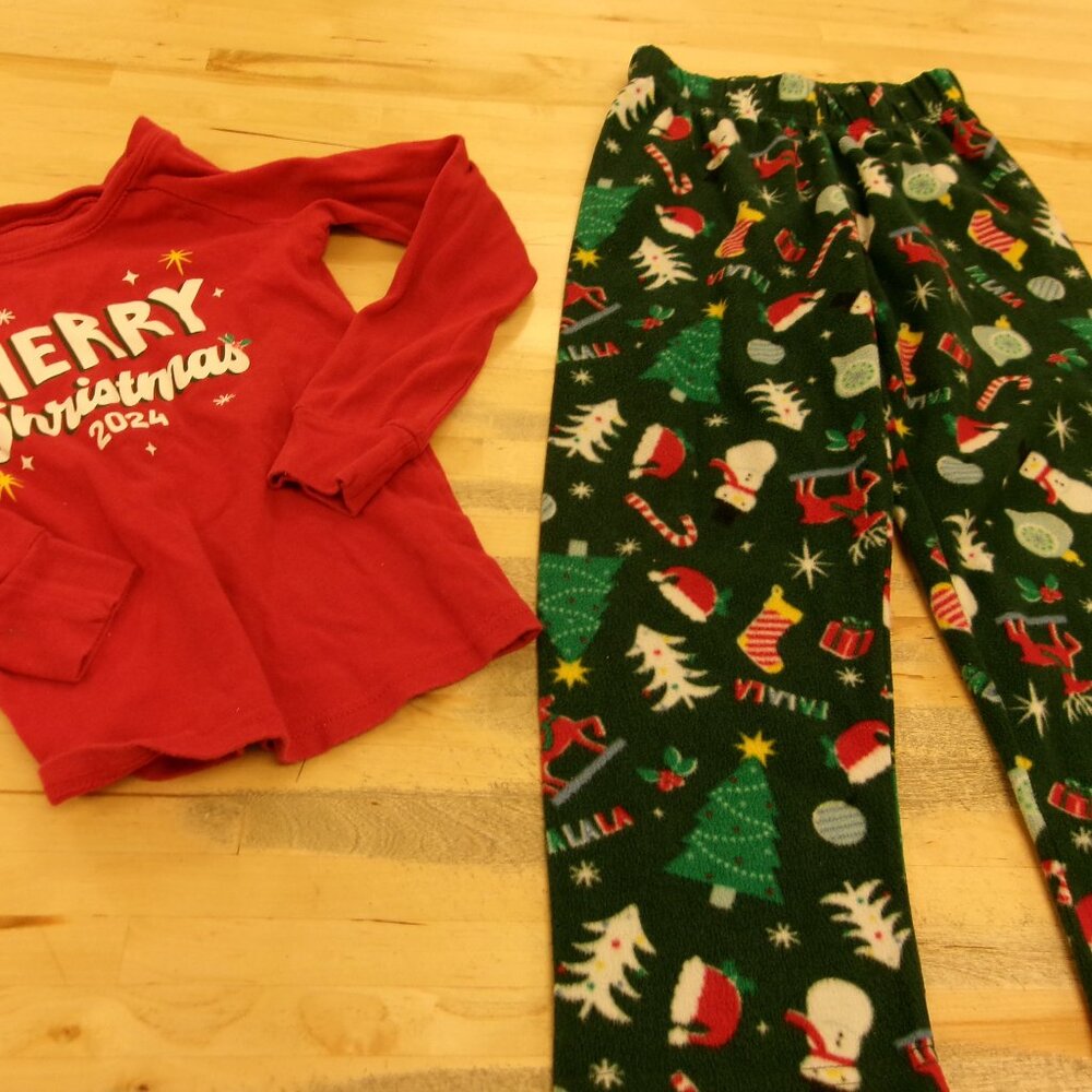 PJ Place Merry Christmas 2024 Dated Kids Childs 2 Pc Pajamas Set Size Small 5/6